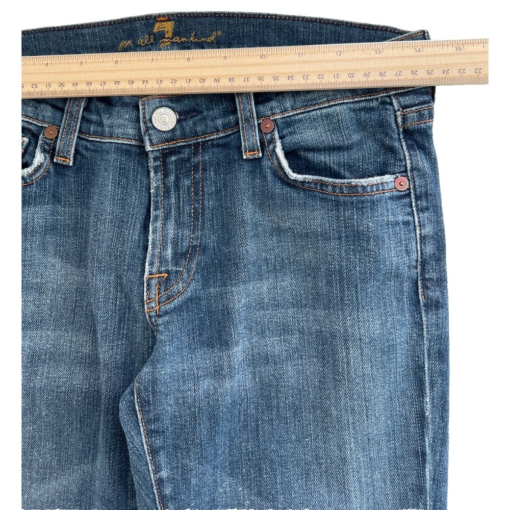 7 For All Mankind Jeans Womens 28‎ Bootcut USA Made Distressed Y2K Denim VTG - Picture 2 of 9